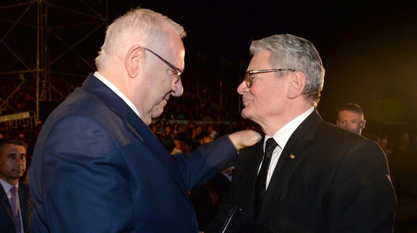 Bundespräsident a.D. Joachim Gauck im Austausch mit dem israelischen Staatspräsidenten Reuven Rivlin anlässlich des Holocaust-Gedenktages, Yom HaShoah