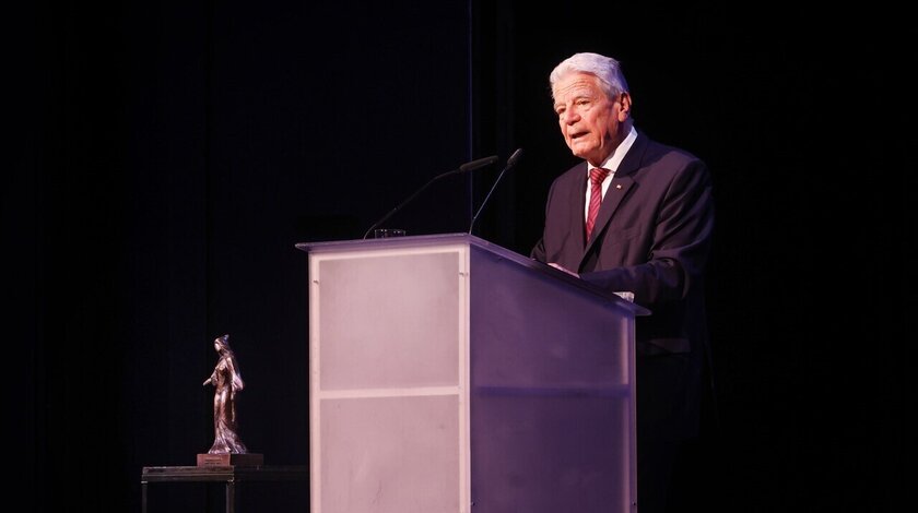 Bundespräsident a.D. Joachim Gauck hält eine Rede in Dresden