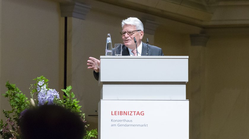 Bundespräsident a.D. Joachim Gauck hält anlässlich des Leibniztages der Berlin-Brandenburgischen Akademie der Wissenschaften am 5. Juni 2021 die Festansprache