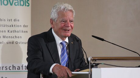 Bundespräsident a.D. Joachim Gauck hält eine Rede Rede anlässlich 30 Jahre Renovabis
