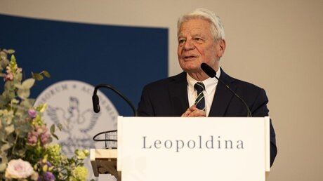 Bundespräsident a.D. Joachim Gauck hält eine Rede in der Leopoldina