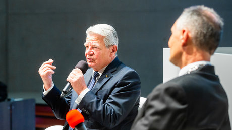 Bundespräsident a.D. Joachim Gauck bei einer Diskussion anlässlich der Mercator-Professur der Universität Essen